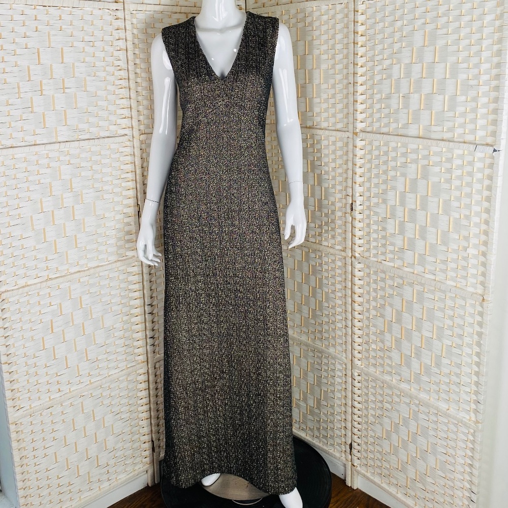 NWT, St. John Evening Gold Metallic Gown, 12.